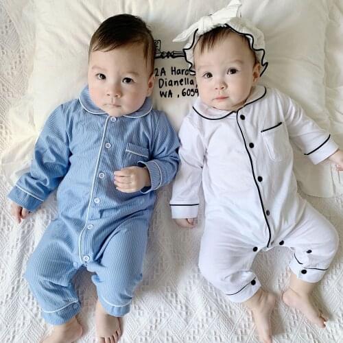 Baby Jumpsuit For Boys And Girls Cotton Lapel Pajamas Infant Spring Summer Newborn Bodysuit Baby Romper