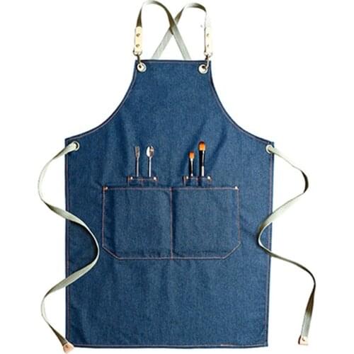 Summer cowboy barista apron restaurant floral tea barber shop overalls waist