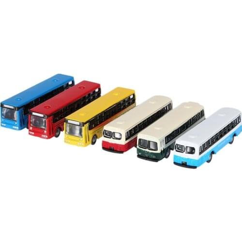 6 Pieces Alloy Bus Model Vehicle Miniature Damara for Baby Kids 1:150 Scale