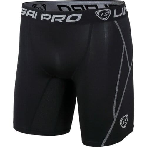 LINGSAI Mens Sport Tight Short Fitness Training Wicking Elastic Quick Dry Letter Striped Compression Basketball Shorts