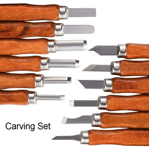 DIY 12pcs Wood Carving Set V Tools Carpenter Wood Carve Chisel Knife Tool set Sculpture Graver Woodworking Fruit Vegetable Clay
