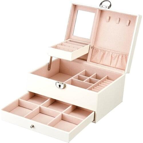 New Leather Jewelry Box Korean Multilayer Large Capacity Jewelry Receiving Box Multifunctional Jewelry Box