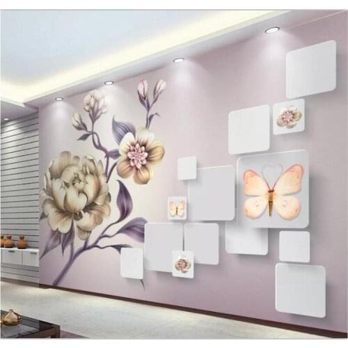 Beibehang Wallpaper murals custom home decoration photo living room bedroom beautiful hand-painted peony flower 3D mural