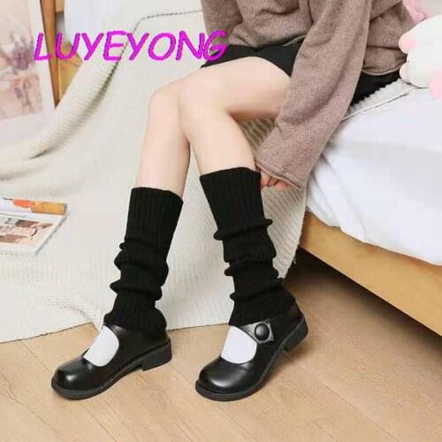 Solid Black Cream Pink Jk Girl Knit Stretch Leg Warmers 2021 Lady Cool Gothic Sweet Lolita Socks Leg Warmer Hipster Accessories