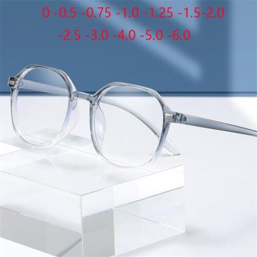 Women Men Polygon Nearsighted Eyeglasses Finished Vintage Computer Glasses Frame Prescription Eyewear 0 -0.5 -1.0 To -6.0