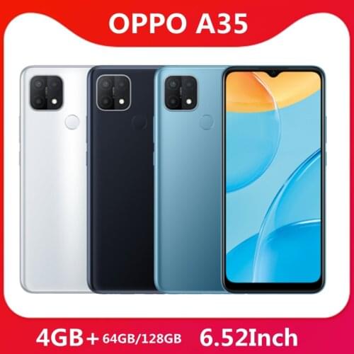 Original OPPO A35 Cell Phone 4GB RAM 64G 128G ROM Extend 256GB 6.52'' 60Hz Screen MediaTek Helio P35 13MP 4230mAh Battery Google