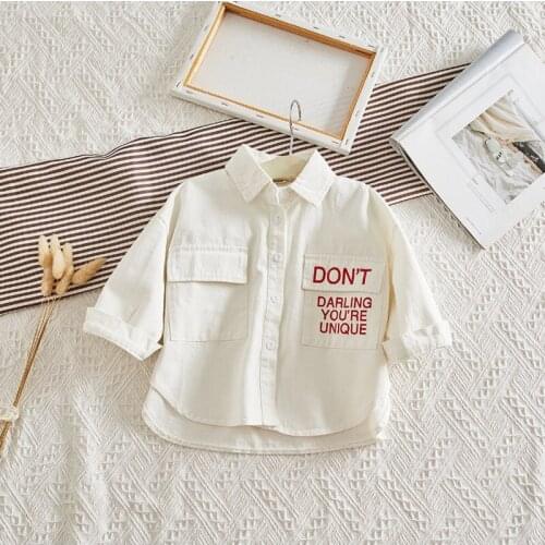 2019 Autumn Fashion Letters Girls Shirts High Quality Solid Short Sleeve Shirt Kids Hoodies Suitable For Traveling