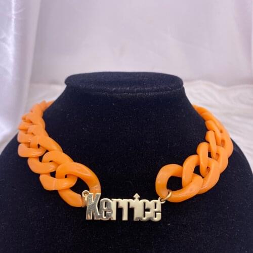 Punk Hip Hop Style Cuban Acrylic Chain Necklace Plastic Custom Name Necklace Neutral Fashion Jewelry Gift for Party Women Men