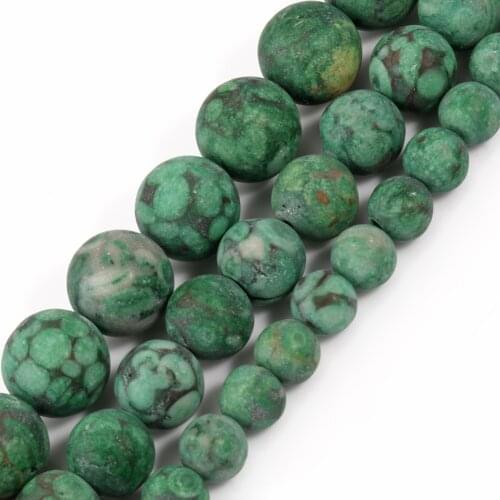 Natural Medical Stones Green Round Matte Maifan Mineral Beads for Jewelry Making DIY Bracelet Accessories 15'' Strand 6/8/10mm