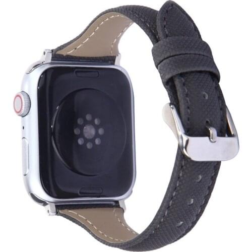 Goosuu Gray Brown Khaki Genuine Leather Slender Watchband for Apple Watch 6 5 44mm 40mm 38mm 42mm Bracelet Iwatch Strap 4 3 2 1