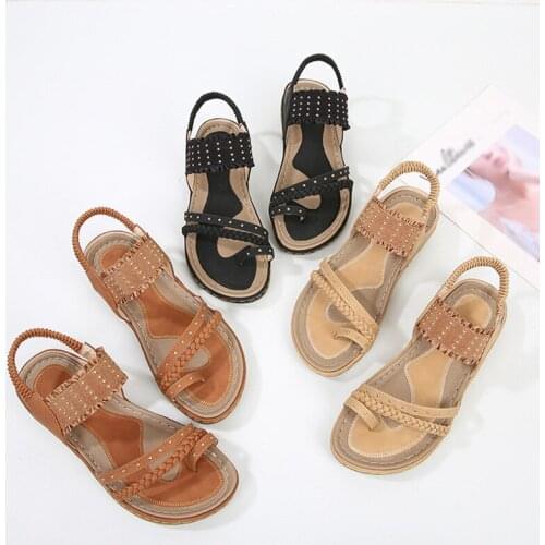 Women Sandals Ladies Summer Beach Casual Shoes Female Fashion Rivet Low Heel Breathable Comfortable Plus Size Footwear 2021 New