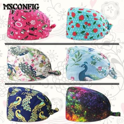 Personalized Printing Cute Matte Cap Adjustable Surgical Cap Beauty Salon Work Cap Dentist Cap Laboratory Pet Shop Nurse Cap