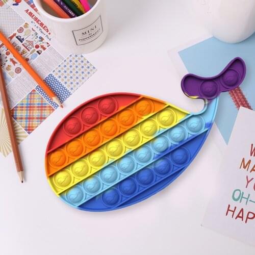 Silicone Rainbow Whale Push Bubble Sensory Toy Anti-stress Relaxing Concentration Fidget Toys for Adults Kids dropshipping#38