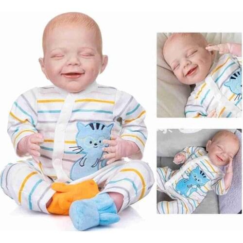 21 Inch Silicone Assembled Smiling Kid Finished 52cm Cute Rebirth Dolls With Cartoon Pajamas Set Birthday Gifts