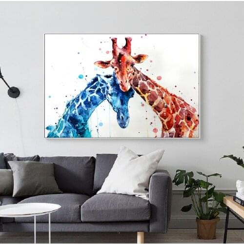Nordic Water Color Giraffe Animals Canvas Painting Wall Art Posters Weeding Prints Posters Best Gifts Living Room Home Decor