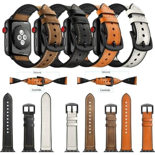 Replacement Genuine Leather Bracelet Watch Band Strap for Apple Watch 40mm/44mm/38/42MM Series 5 4/2/3 Wristands Women Men Band