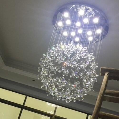 Modern Living Room Pendant Lamp Flower Lustre Crystal Pendant Light Round LED Ceiling Lamp Light for Bedroom Restaurant