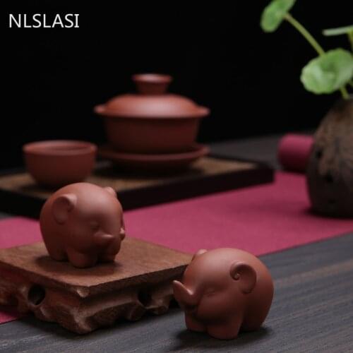 1 PCS Boutique Purple Clay Tea pet Lovely Small elephant Statue tea Figurine Ornament oolong Tea Accessories home tea decoration