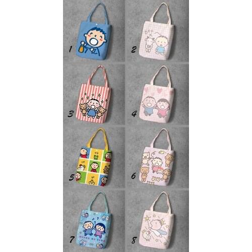 Minna No Tabo Cartoon Student Printed Canvas Recy Shopping Bag Large Capacity Customize Tote Fashion Ladies Casual Shoulder Bags