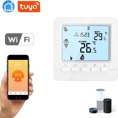 Tuya app WiFi temperature controller thermostat for electric heating per week programmable for Alexa Google House 16A