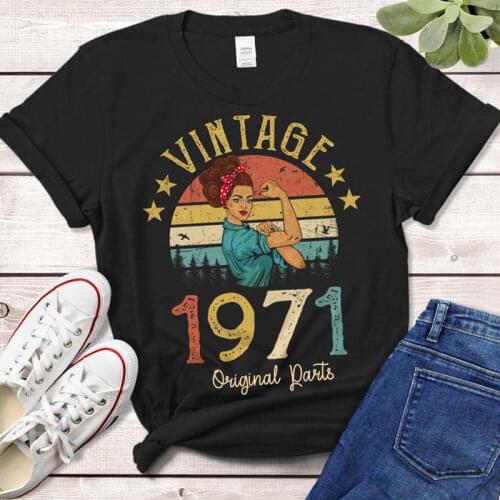 Vintage 1971 Quarantine Edition T-Shirt Rosie Women 50 Old 50th Birthday Gift Idea Mom Wife Daughter Funny Retro Tee Shirt Top
