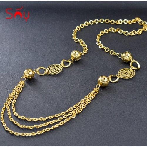 Sunny Jewelry Fashion Jewelry 2021 Tassels Necklace Long Chain Womens Jewelry High Quality Flower Round Ball For Daily Wear