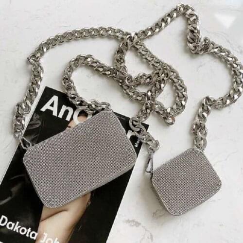 Famous Designer Big Chain Crossbody Bags Small Flap Bag Wallet On Chain Purses And Handbags Girl Silver Shining Messenger Bags