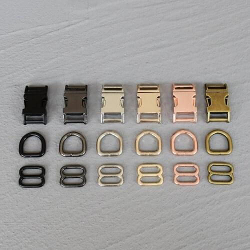 1 Set 15mm Webbing Metal Hardware D Ring Adjuster Belt Strap Slider Release Buckle Three-Piece Use For DIY Dog Collar 15-3s8