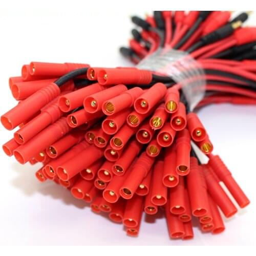 200pcs/lot 4.0 banana plug with jacket to turn 4.0MM 14AWG 150MM To 4mm Banana Plug/Connector for RC Part