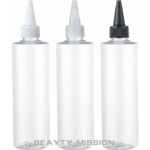 24 Pcs 250ML Clear Plastic Bottle Pointed Mouth Cap , 250CC Lotion / Jam Packaging Bottle , Empty Cosmetic Container