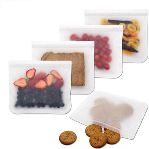 3PCS PEVA Food Fresh-keeping Bag Refrigerator Food Storage Package Ziplock Bag Reusable Self-sealing Bag Kitchen Accessorie