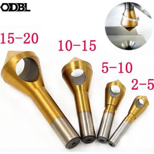 4pcs/set Titanium Coated Countersink Deburring Center Stepped Metal Drill Bits Expanding Chamfering Tools 2-5/5-10/10-15/15-20mm