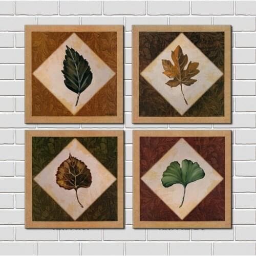 4 Piece Large HD Wall Art Print the leaves Modern Abstract oil painting Canvas art wall pictures For Living Room