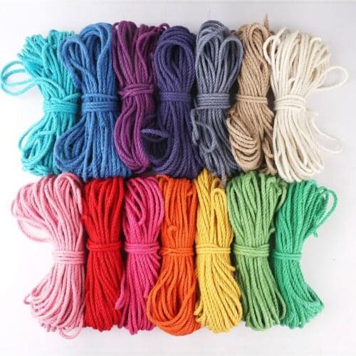 5mm 20M Colorful Thread Cord Handmade Crafts DIY Beige Twisted Cotton Macrame Cord Twine Rope String Home Textile Decoration