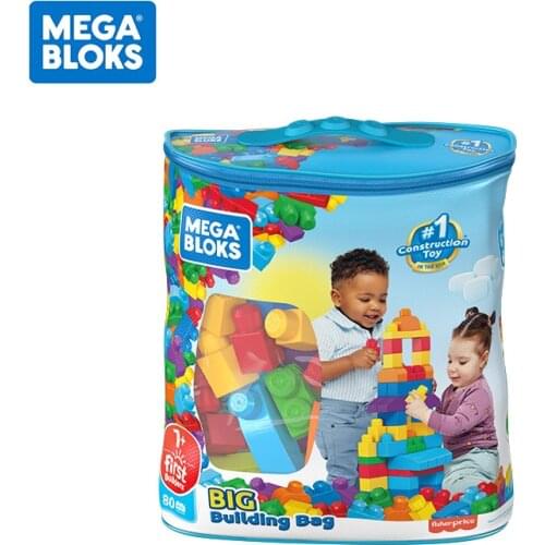 80Pcs Mega Bloks First Builders Big Building Bag with Big Building Blocks Building Toys Educational Toys Toddlers Children Gift