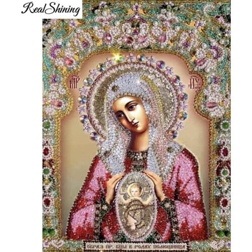 Diamond Painting Madonna Full Square round Diamond Embroidery Religion icon Decoration 5D Diy diamond Mosaic Rhinestone FS7314