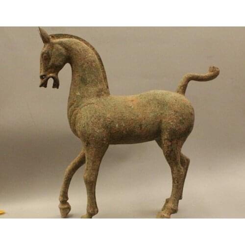 Free shipping 16" Old China Chinese Dynasty Bronze Stand Success War Tang Horse Statue