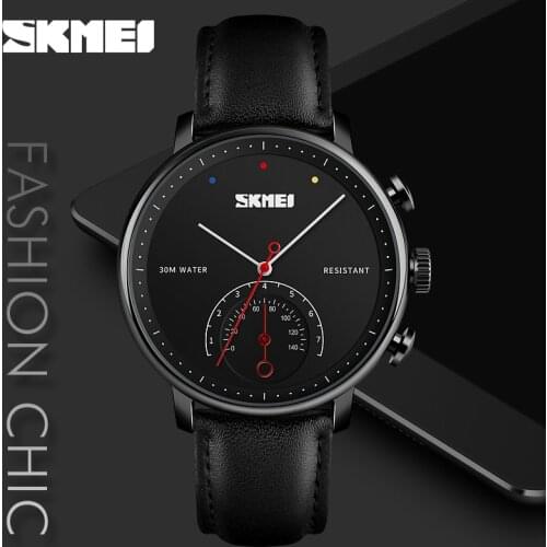 SKMEI Business Men Watches Luxury Brand Leather Strap Watches Waterproof Alloy Case Quartz Wristwatch montre homme