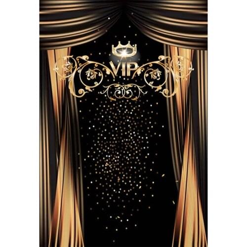 Black Background For Photography Silver Imperial Crown White And Gold Sequins Gold Curtain Backdrop For VIP Room Decortion