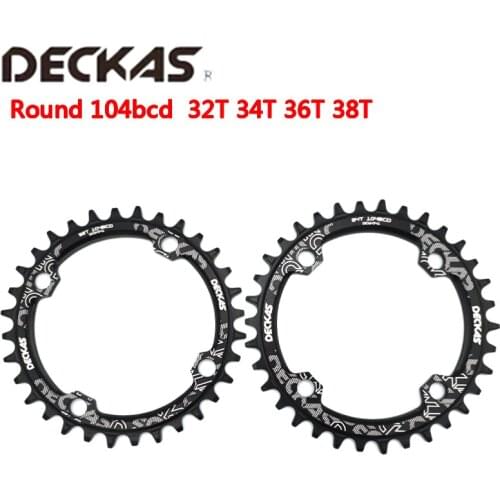 DECKAS MTB round 32/34/36/38T Mountain Bcd104 Bicycle Crank Aluminum Toothed Wheel Hollow Crown Proper Repair 9S 10S 11S