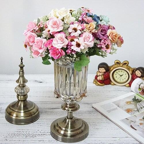 Feili Rose Artificial Flowers Bouquet Home Wedding Party Floral Arrangement Decoration Plants