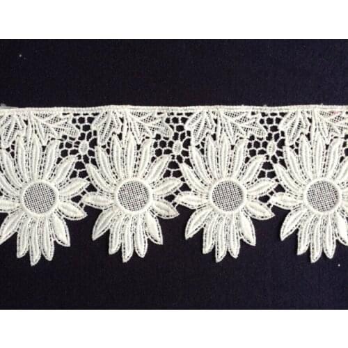 8cm wide milk fibre flower embroidery lace trim,Eco-Friendly soft touch flower lace trimmings XERYzx150422-13