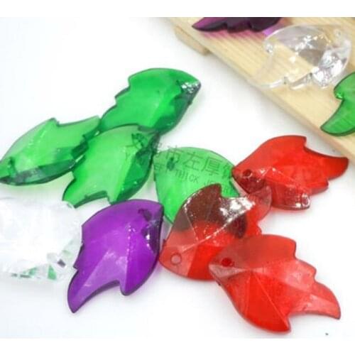 Fashion Green Color Acrylic Big Maples Leaf Loose Beads Jewley Accessory Beads 30Pcs 38*28mm ab1096