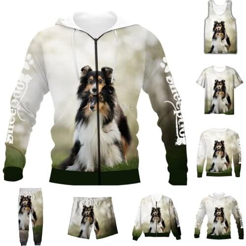 New Fashion 3D Full Print Animal Shetland Sheepdog T-shirt/Sweatshirt/Zip Hoodies/Thin Jacket/Pants Four Seasons Casual Suit V45