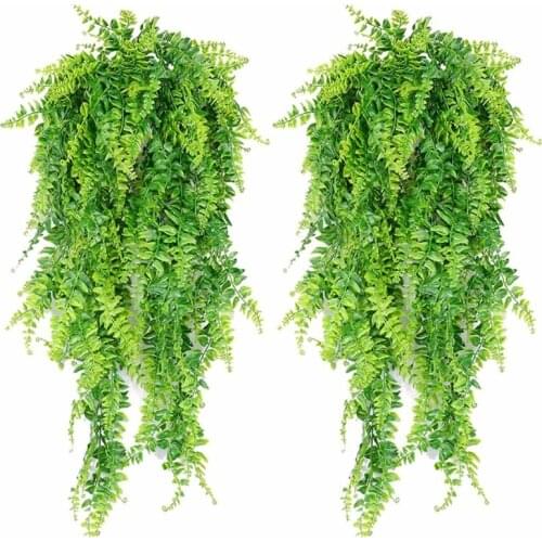 2021 New 2pcs Artificial Hanging Vines Ferns Plants Fake Ivy Leaves Garland Vine Wall Indoor Outdoor Gardon Decoration