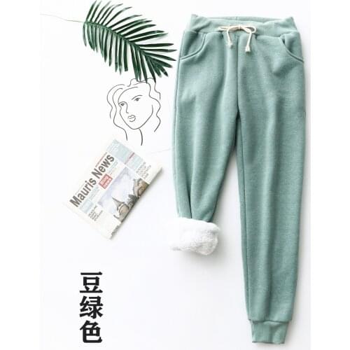 Autumn Winter Women Sweatpants Kalenmos Casual Harem Pants High Waist Joggers Lace-up Fleece tracksuit Streetwear Joggers Pants