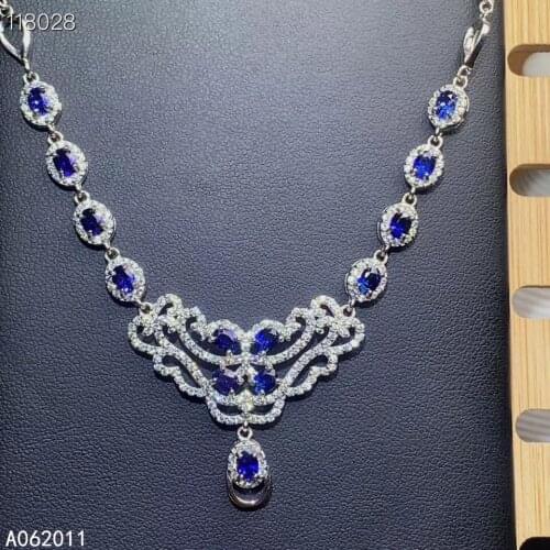 KJJEAXCMY fine jewelry natural sapphire 925 sterling silver trendy girl new pendant necklace chain support test