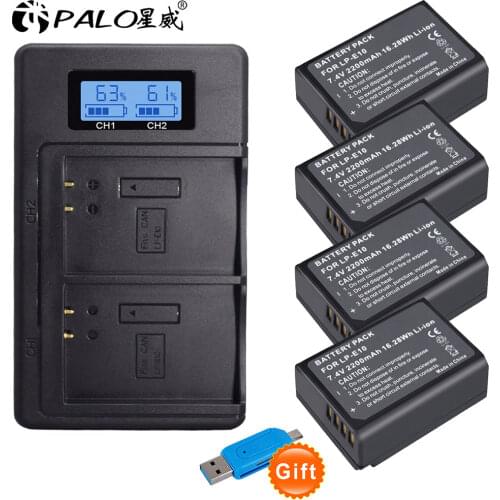 PALO 100% origial 2pcs LP-E10 LP E10 LPE10 Camera Batteries for Canon EOS 1100D 1200d 1300d Kiss X50 X70 X80 Rebel T3 T5 T5