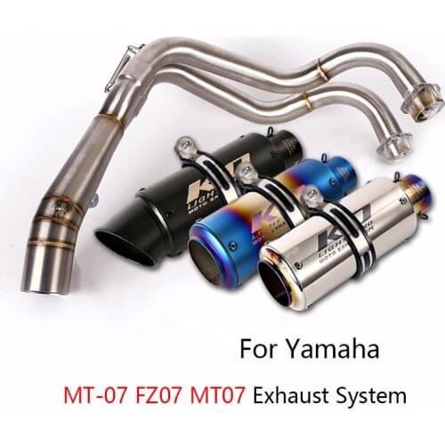 Full Exhaust System for Yamaha MT-07 FZ07 MT07 Motorcycle Header Mid Link Tube Slip On 51mm Muffler Escape No DB Killer Tips