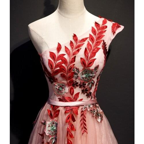 Pink embroidery leaf single shoulder gown Medieval dress Renaissance gown royal dress Victoria dress/princess cosplay Belle Ball